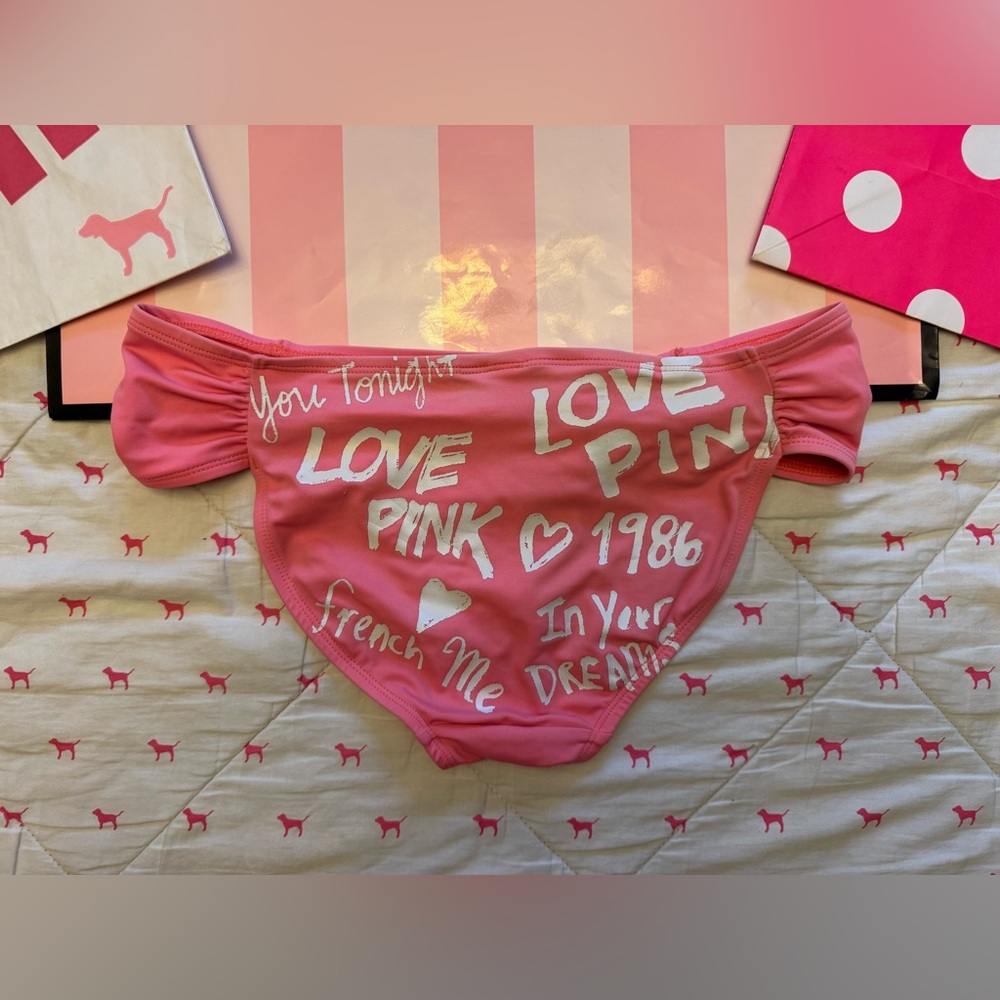 VS PINK VINTAGE Y2K BIKINI SWIMSUIT “CALL ME BABY” KISS LOVE 1986 BLING RARE M/L - Picture 8 of 11